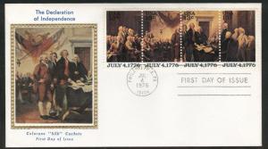 1694a FDC Independence strip of 4 on Colorano Silk Cache U/A