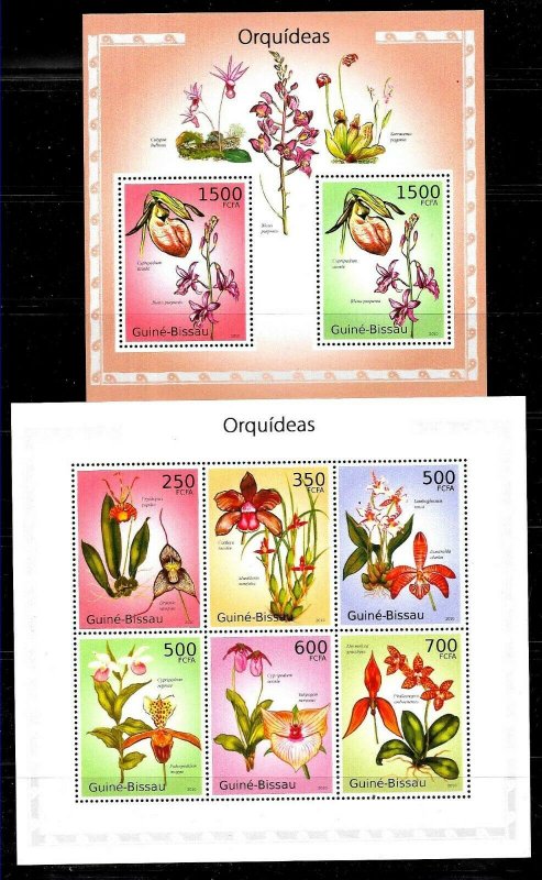 #8496 GUINEA-BISSAU 2010  FLORA  FLOWERS  ORCHIDS MS+S/S YV 3535-40 BL543 MNH