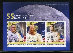 CENTRAL AFRICA 2023 55th ANNIVERSARY OF THE LAUNCH OF APOLLO 8 SHEET MINT NH