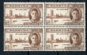 BERMUDA; 1946 early GVI Victory issue fine Mint hinged BLOCK of 4