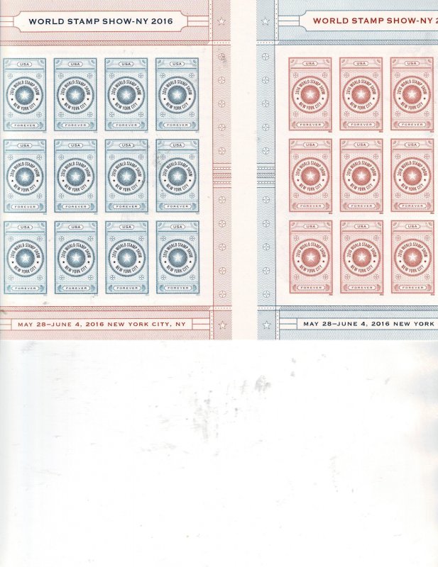 World Stamp Show 2016 Forever US Postage Sheet #5062-63 VF MNH