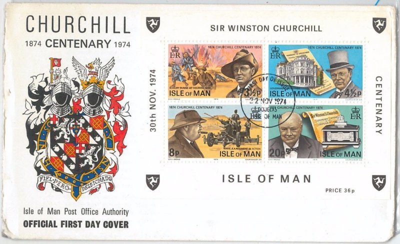 66414 - ISLE of MAN - POSTAL HISTORY - FDC COVER 1974 - CHURCHILL