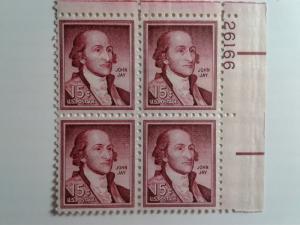 SCOTT # 1046 JOHN JAY PLATE BLOCK ROTARY PRESS EE GEM MINT NEVER HINGED