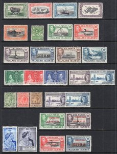 Falkland Islands 1933-1948 GV-GVI Selection 28 Stamps Mint H CV$145