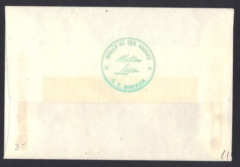 TONGA 1969 SHIP PRESTAMPED MAIL ON S/S MARIPOSA MATSON LINES NIUAFOOU ISLAND TIN