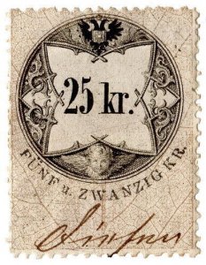 (I.B) Austria/Hungary Revenue : Stempelmarke 25kr (1868) 