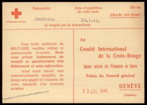 USA 1944 North Africa Germany POW Camp Red Cross Cover Catholic Switzerlan 89663