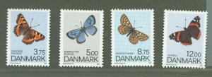 Denmark #977-980 Mint (NH) Single (Complete Set) (Butterflies) (Fauna)