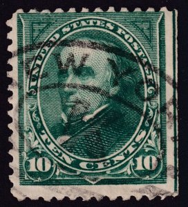 GREAT US SC# 273 10c dk.grn. UVG Webster DLW191 pf12 Natural Straight Line Edge