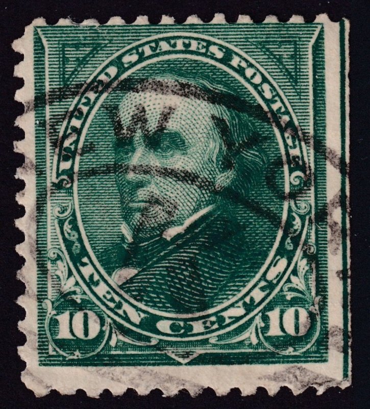 GREAT US SC# 273 10c dk.grn. UVG Webster DLW191 pf12 Natural Straight Line Edge