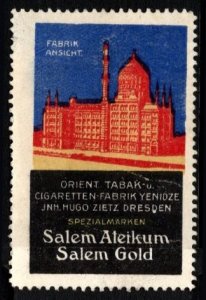 1930's Germany Poster Stamp Salem Special Brands Gold Aleikum Cigarettes