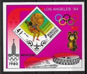 1980 Mongolia C144 22nd Summer Olympic Games, Moscow MNH S/S