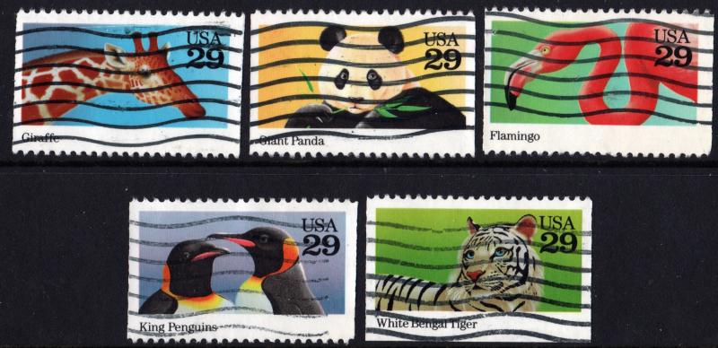 SC#2705-09 29¢ Wild Animals Booklet Singles (1992) Used