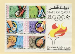 QATAR SCOTT #308a MUNICH OLYMPIC GAMES 1972 SOUVENIR SHEET MINT NH