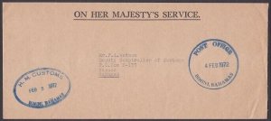 BAHAMAS 1977 OHMS cover - Customs Dept BIMINI...............................x603