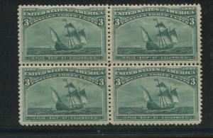 1893 US Stamp #232 3c Mint Never Hinged F/VF Block of 4 Catalogue Value $520 