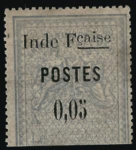 French India (Scott #24) Mint OG F-VF..French Colonies are hot!