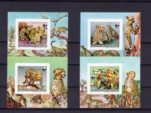 Upper-Volta (Burkina Faso) 1984 WWF Cheetah 4 S/S Imperforated Decorative Border