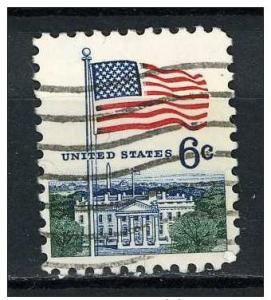 USA 1968 - Scott 1338 used -6c, Flag & White House 