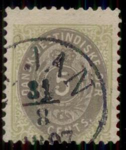 DANISH WEST INDIES #19 (17) 5¢ bicolor, used w/ST. JAN town cancel, nice strike
