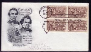 U.S. FDC Sc.# 1115 Lincoln & Douglas Artmaste L191 Blk of 4 