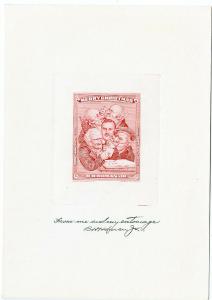 Rare B H Homan 1949 Engraved Christmas Stamp Proof Card XF