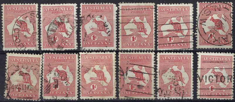 Australia 2 Used Lot of 12 (See Desc); SCV $21.00 ($1.75ea)