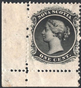 Nova Scotia SC#8 1¢ Queen Victoria Corner Single (1860) MLH