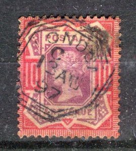 BRITAIN; 1890s early classic QV issue fine used 10d. value + fine Postmark