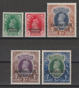 INDIA/CHAMBA 1938/40 SG O66/71 MINT Cat £400