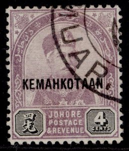 MALAYSIA - Johore QV SG35, 4c dull purple & black, FINE USED.