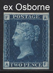 GB 1858 2d blue plate 13 the AF imprimatur sg46 fine 4 margins unused cat