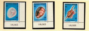 FRENCH POLYNESIA Sc C156-8 NH ISSUE OF 1978 - PERF+IMPERF - SHELLS - (WG09)
