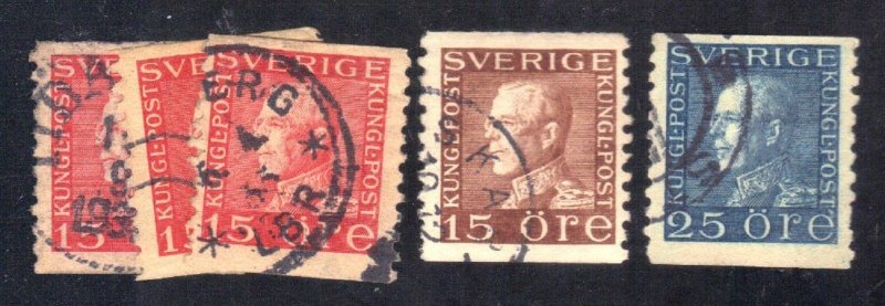 SWEDEN  SC #168, 169, 175 USED 15o, 25o 1921-36