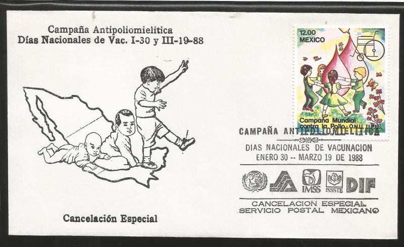 vtajul.J) 1988 MEXICO, WORLD CAMPAIGN AGAINST POLIO UN UPU, SPECIAL