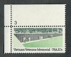 2109 Vietnam Veterans Memorial MNH plate number single PNS