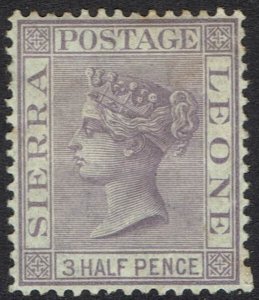 SIERRA LEONE 1876 QV 1½D WMK CROWN CC