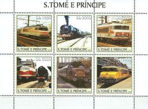 S. TOME & PRINCIPE 2003 - French Trains 6v. Scott Code: 1559