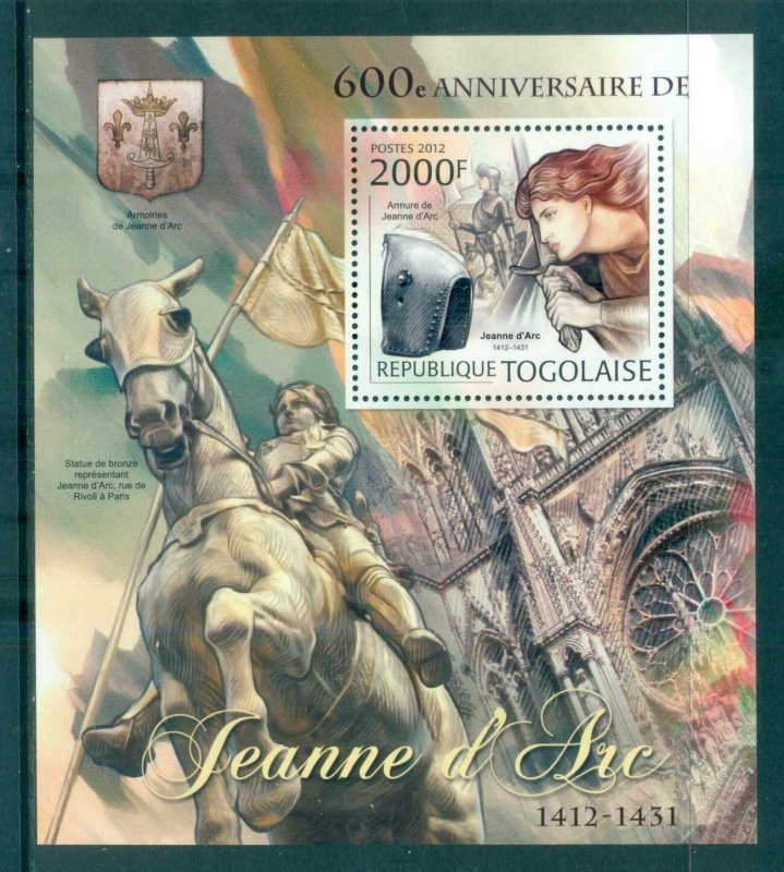 Togo 2012 Famous People, Joan of Arc, Jeanne d'Arc MS MUH TG12213b