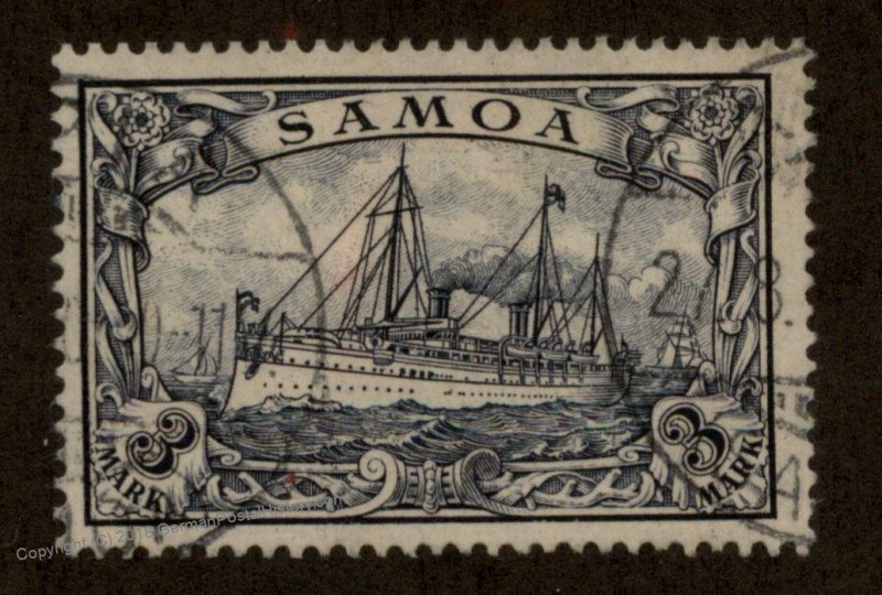 Germany Colonies Samoa Mi18 APIA Cancel 3 Mark 3M Hohenzollern Yacht Stamp 95200