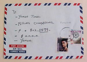 YEMEN COVER  AMRAN  2000 WITH  STAMP OF NASEEM HAMED KASHMIM BOXER CHAMPION