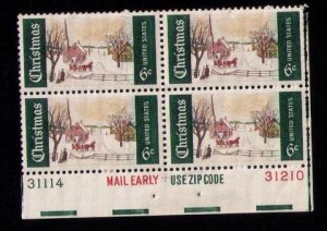 US Sc 1384  MH p#31114/31210 Mail Early Block of Four VF