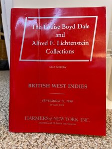 Dale-Lichtenstein (Harmers NY) Auction Catalogue BRITISH WEST INDIES, Sept 1990