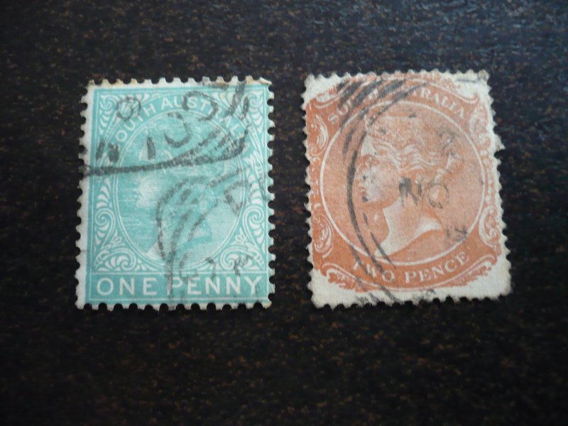 Stamps - South Australia - Scott# 64, 65 - Used Partial Set of 2 Stamps