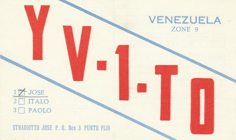 7067 Amateur Radio QSL Card  PUNTO FIJO VENEZUELA