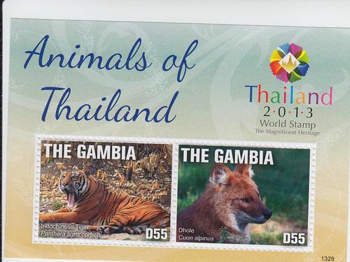 2013 Gambia Thailand Tiger & Dhole SS (Scott 3525)  MNH