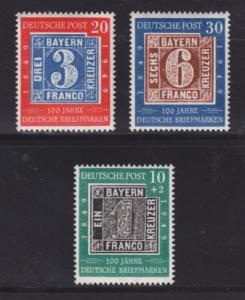 Germany Sc 667/B309 MNH. 1949 Stamp Centenary, cplt set, fresh