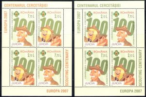 2007 EUROPE CEPT Romania 2 Sheets BF 396A-396B MNH Scouts Theme **