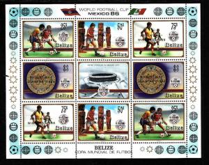 Belize-Sc#828-31-Unused NH sheet of 2 sets-Sports-Soccer-Mexico World Cup-1986-