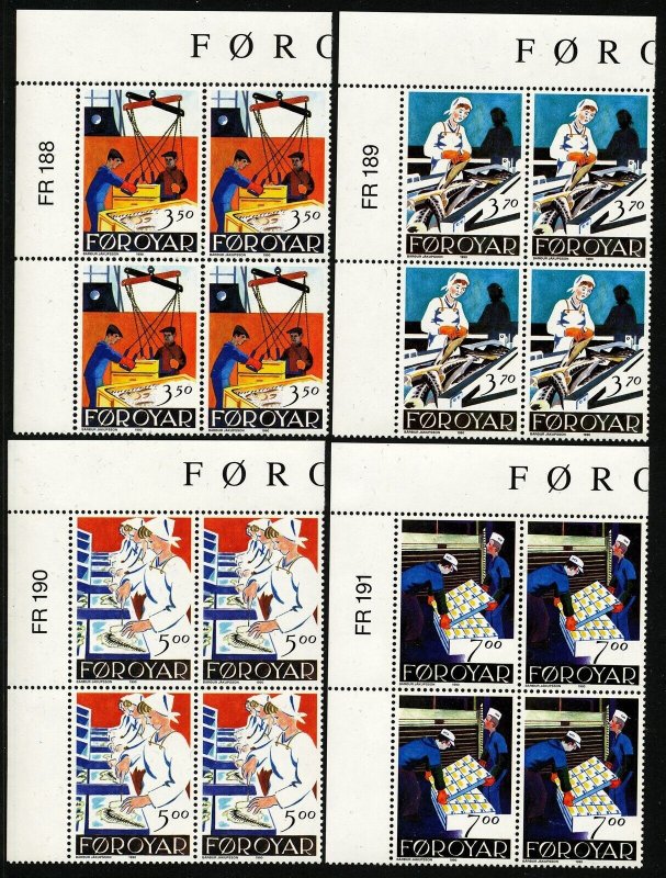 Faroe Islands 1990 Imprint block of four Fish Industry MNH